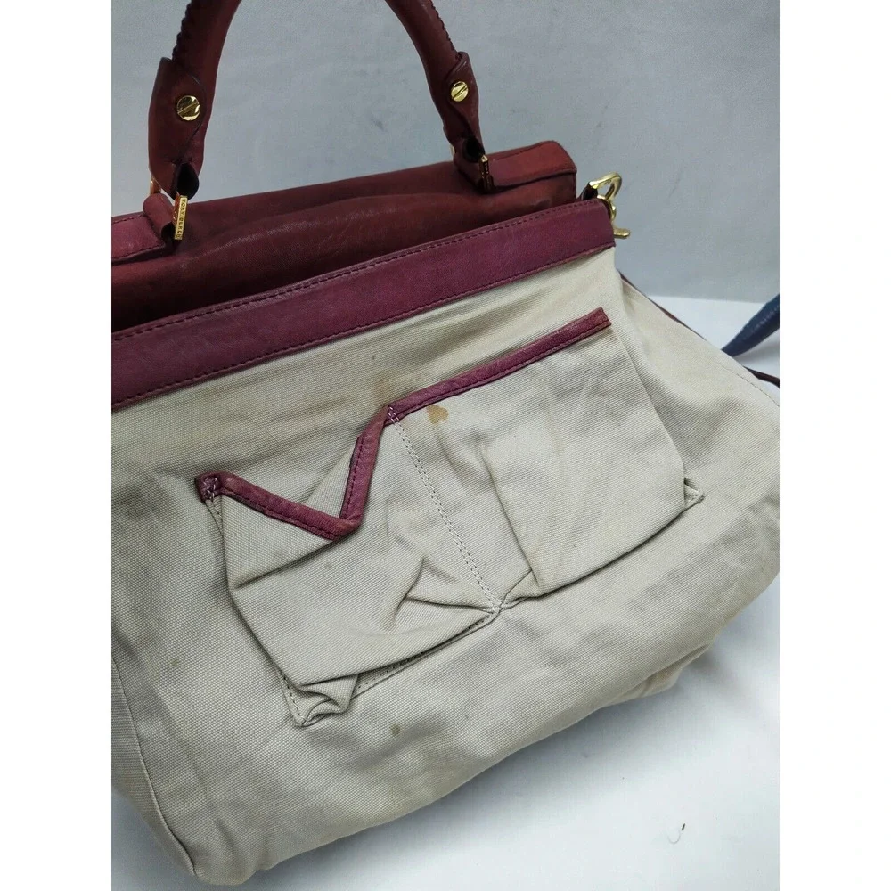 Tory Burch Maroon Red Leather Turnlock Flap Closure Satchel Crossbody Bag
